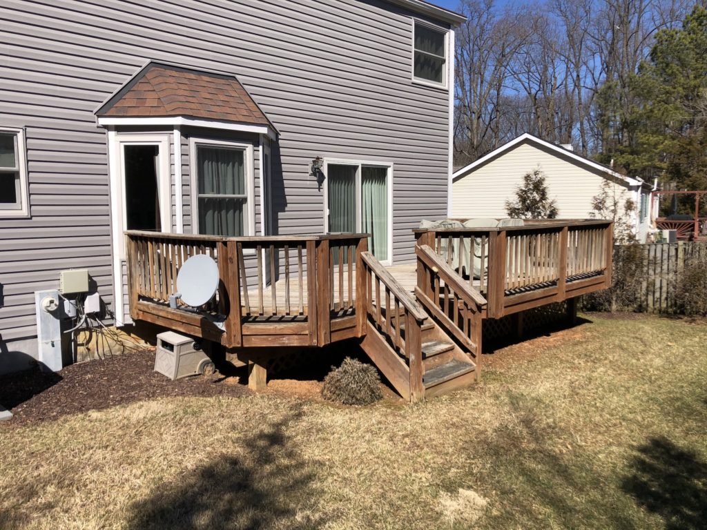 outdated wood deck in Columbia, Maryland