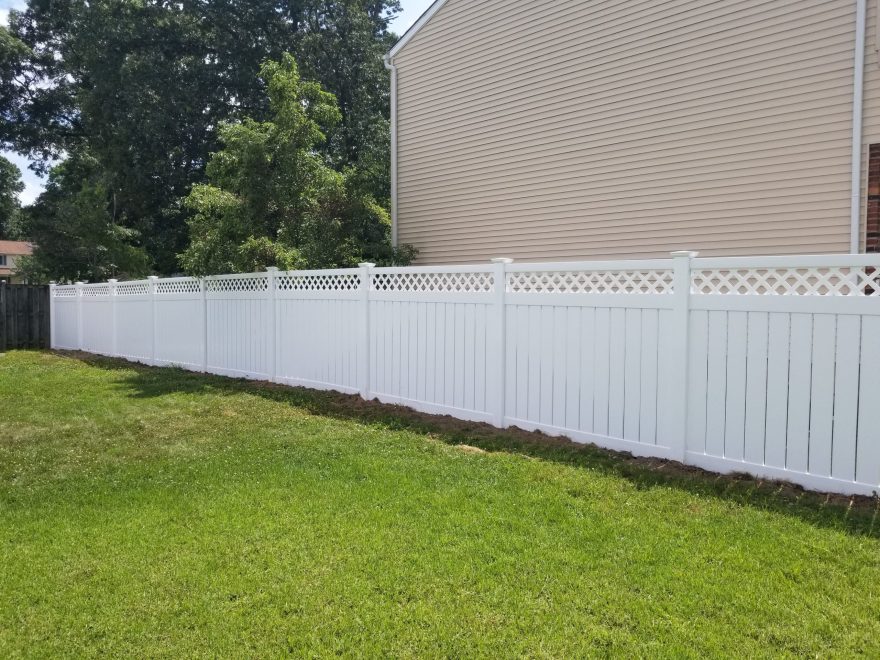 2 - 6 foot high Semi Private White Vinyl Fencing with Lattice Top