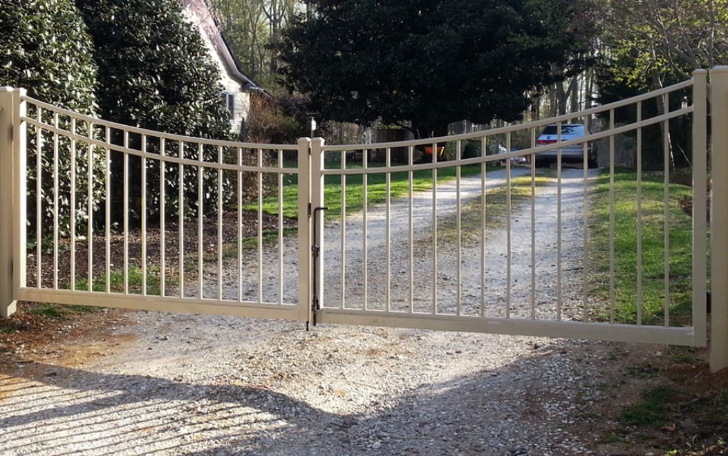 20-Beige Scalloped 3 rail Aluminum Double Gate