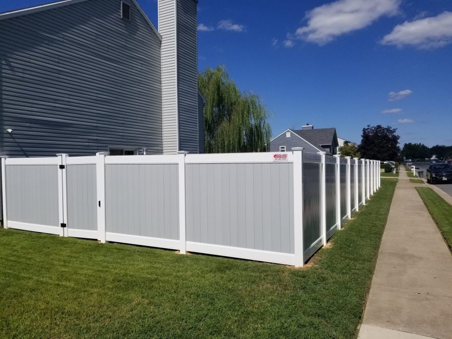 21 PVC two tone white with gray picket infill