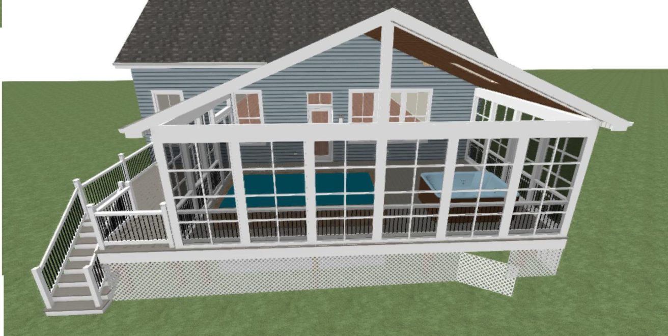 3D Rendering of the structure from the back of the house