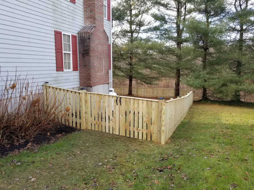 4 foot high spaced picket flat top pressure treated fence