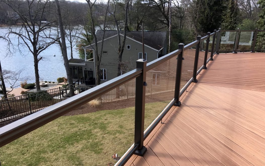 5-Black Aluminum Railing with glass panels