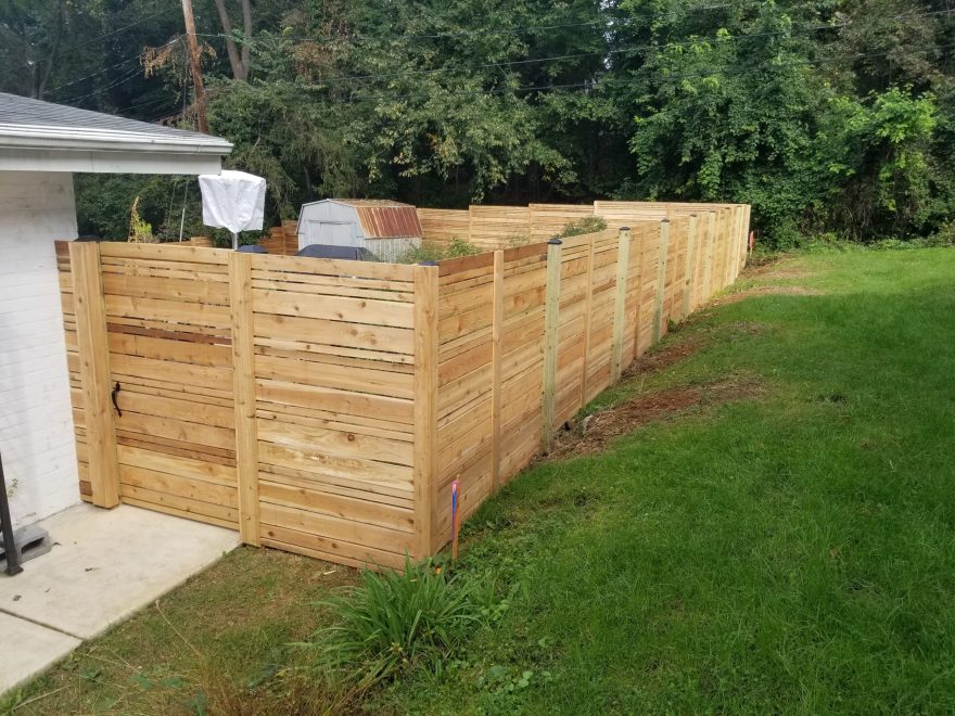 6 foot high Custom Horizontal Cedar Privacy Fence with Gate