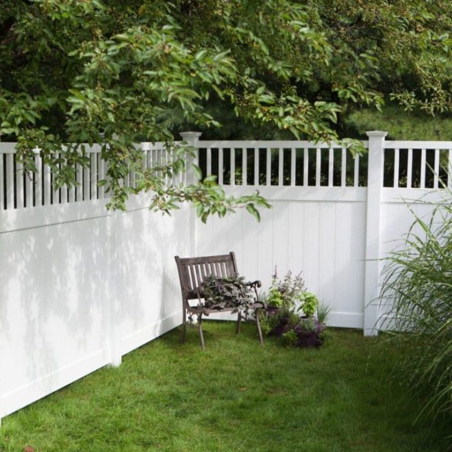 6 foot white vinyl closed spindle top privacy fence 2