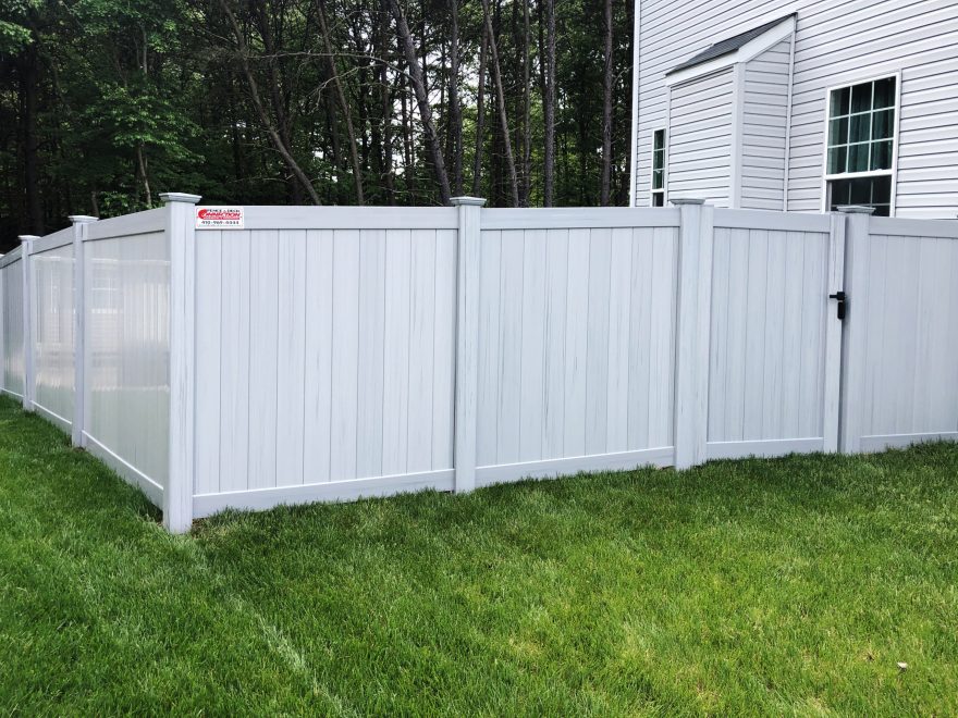 Ash Gray Vinyl Privacy Fence with Single Walk Gate