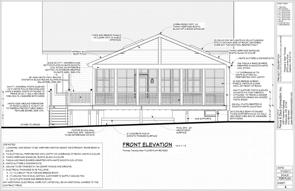 CAD Drawing of a Screened Porch is created and provided before we break grown