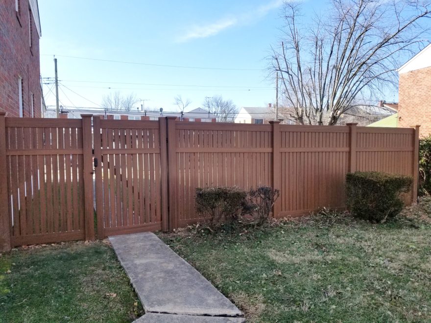 Mocha Walnut Semi Private Vinyl Fence