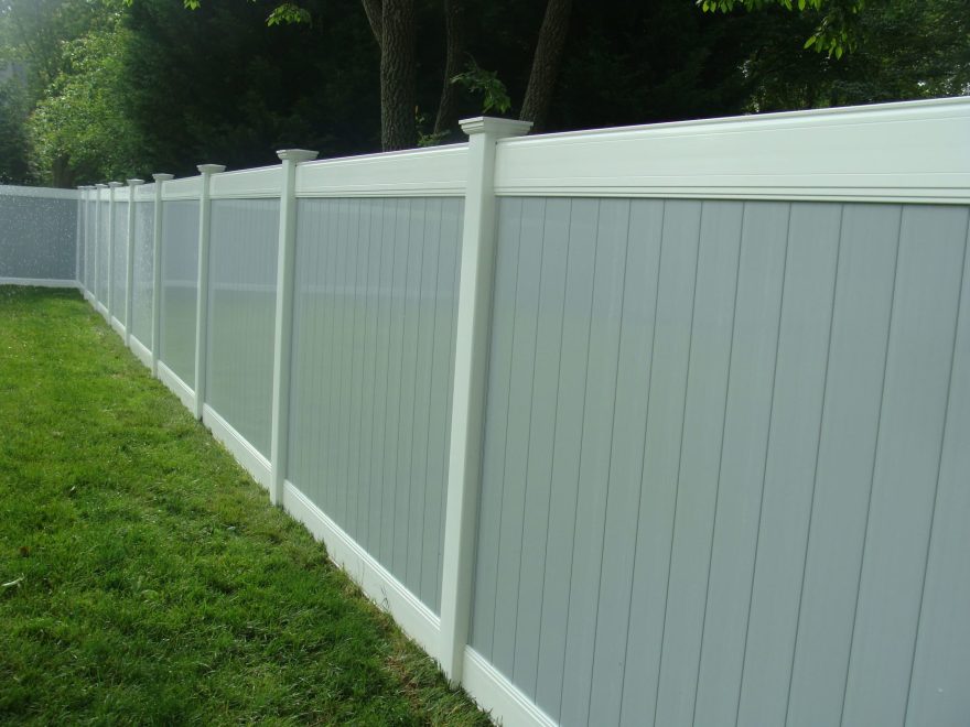 PVC two tone white with gray picket infill