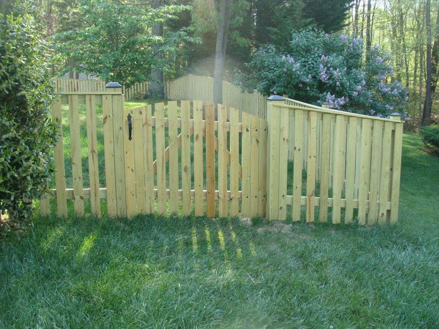 Square Top Spaced Picket Fence with Arched Gate 3