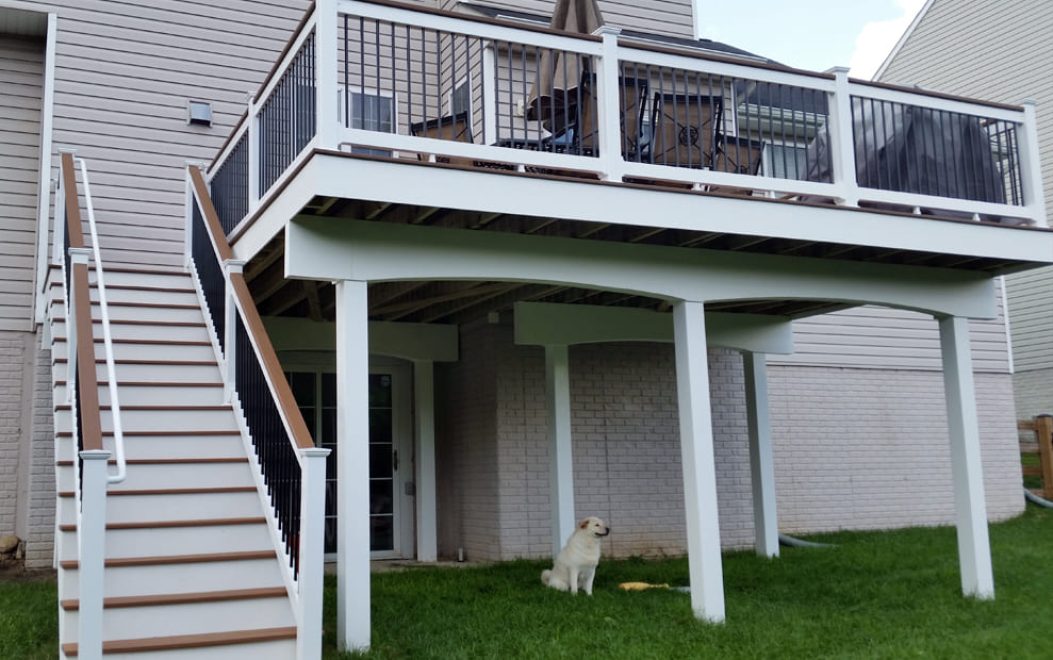 Trex Deck with cocktail rail - even dog likes it