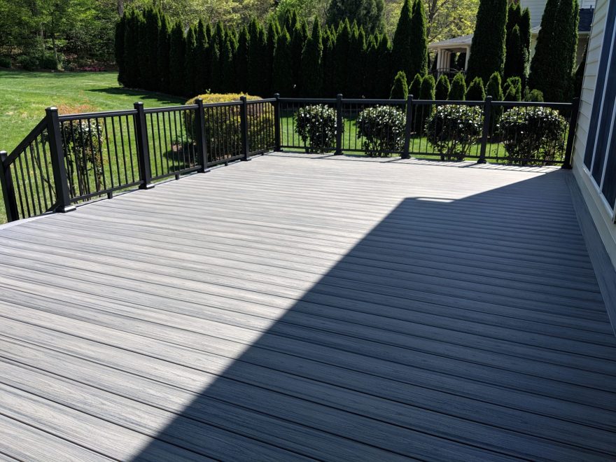 Trex Transcend Island Mist Decking with Black Ultralox Aluminum Railing in Davidsonville MD