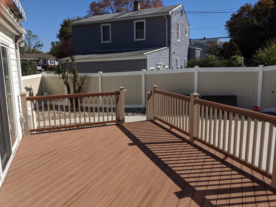 Trex Transcend Tiki Torch Deck Boards in Diagonal Pattern with Trex Tree House Composite Railing in Reisterstown MD 2