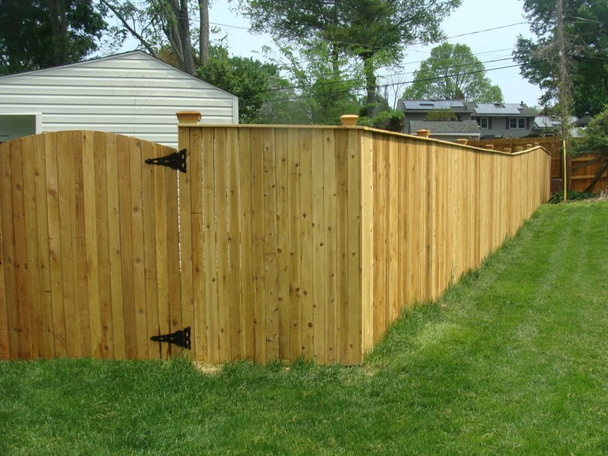 Vertical Board Privacy Fence with Cap Board Top and New England Caps